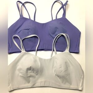 Lululemon Like a Cloud Bra Bralette Bundle Size Large Purple Light Gray Yoga
